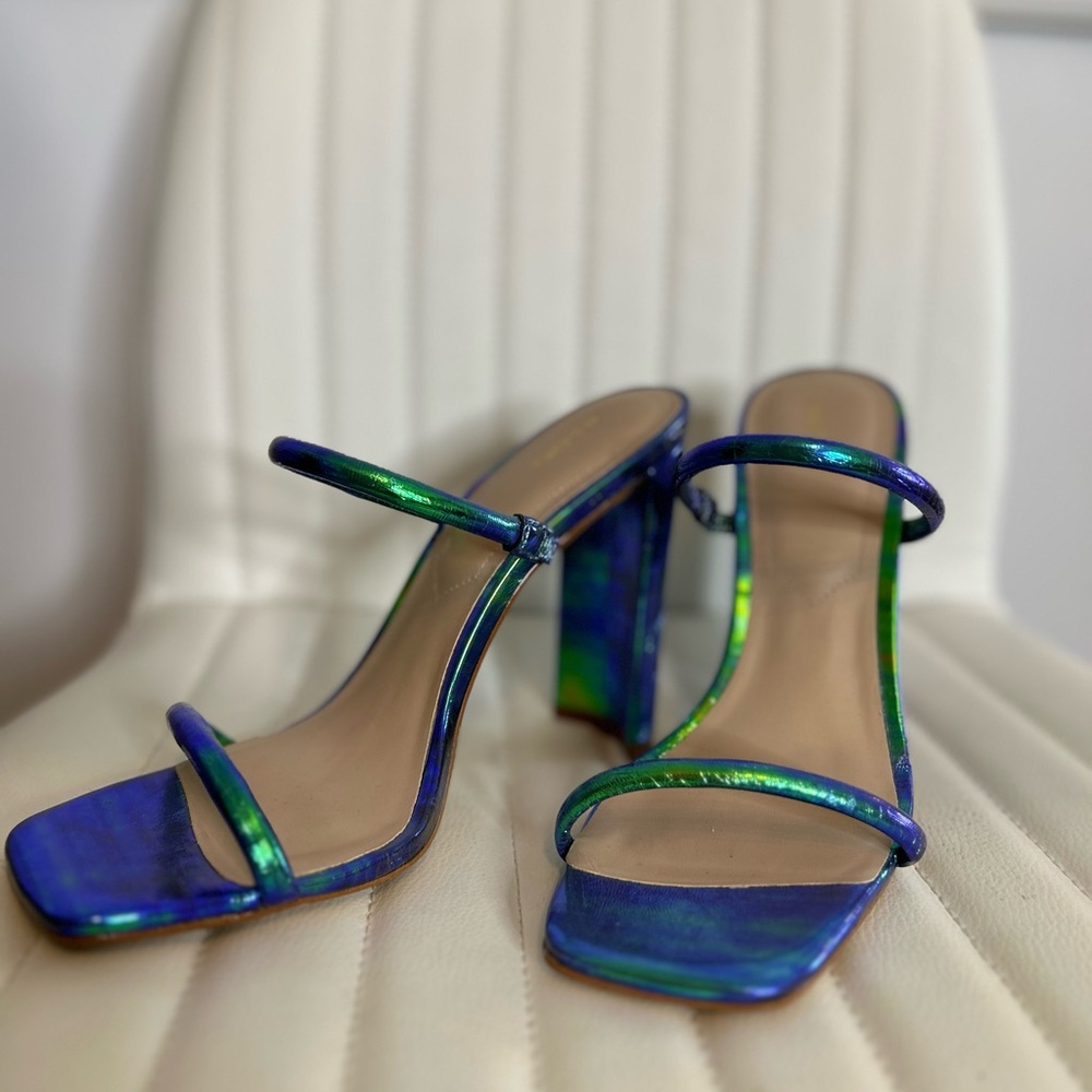 Aldo Blue and Green Iridescent Heels with straps NEW